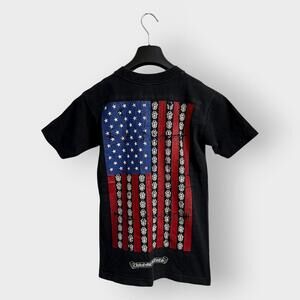 STEAL! 2000s Chrome Hearts USA Flag Scroll Logo Pocket Tee